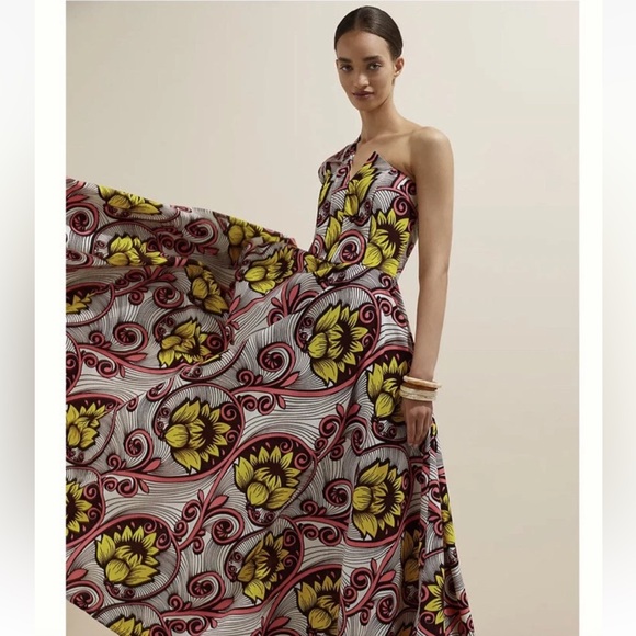 Anthropologie Boho Sika One-Shoulder Maxi Floral Cotton Dress Sz 10 - Picture 1 of 14